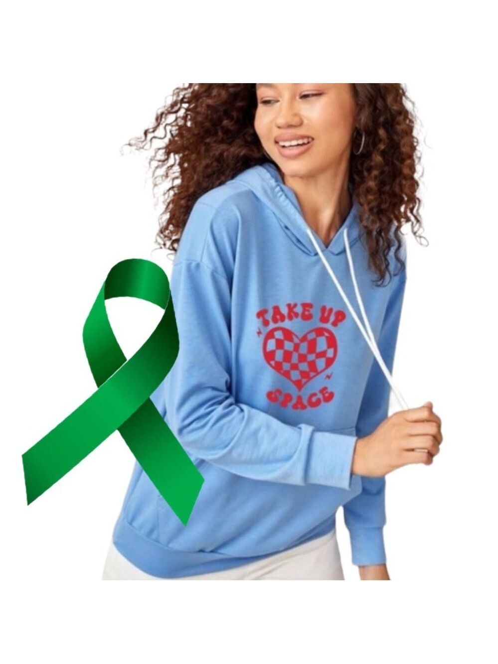 Take up space mental health graphic ear hoodie sweatshirt size small